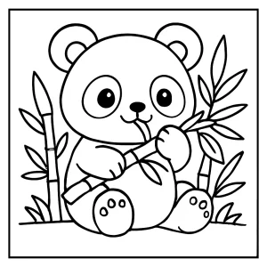 Kawaii panda s bambusom omalovánka – coloring page na vytlačenie zadarmo