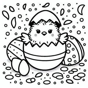 Omalovánka kuriatka vyliahnutého z dekorovaného vajíčka – coloring page pre deti zdarma