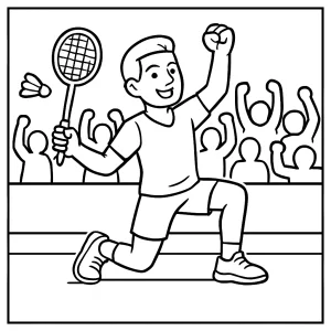 Bedmintonista a fanúšikovia – omalovánka, coloring page na vytlačenie