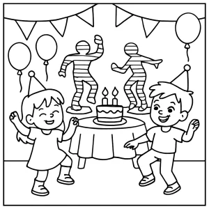 Holografická tanečná párty – coloring page pre deti na vyfarbenie zadarmo