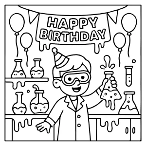 Neónová slizová laboratórium omalovánka - coloring page s narodeninovou tematikou na vyfarbovanie