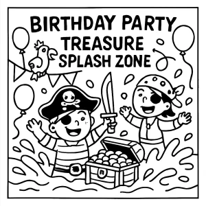 Pirátska pokladová vodná párty omalovánka - coloring page pre deti na vytlačenie zadarmo