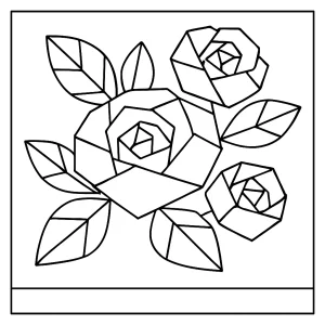 Origami kamélia omalovánka – kvetinová coloring page na vyfarbenie a tlač