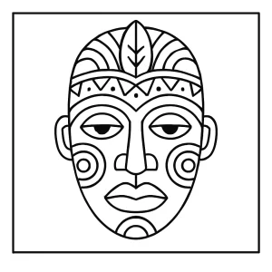Africká maska coloring page – omalovánka na vytlačenie zdarma pre deti