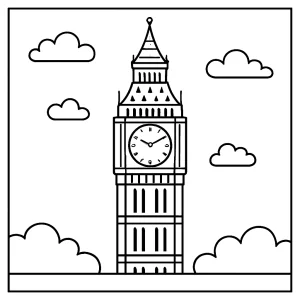 Omaľovánka Big Ben – coloring page na vytlačenie zdarma pre deti