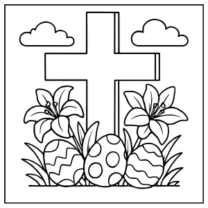 Veľkonočný kríž - omaľovánka pre deti, coloring page na vytlačenie