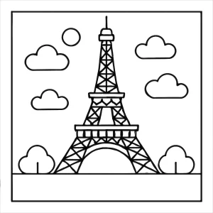 Omalovánka Eiffelovej veže – coloring page na vytlačenie pre deti zdarma