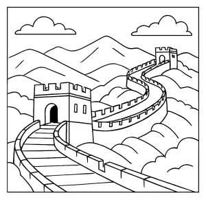 Omalovánka Veľký čínsky múr – coloring page na vyfarbenie pre deti