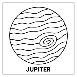 Omalovánka Jupiter – coloring page pre deti, tlačiteľná kresba planéty