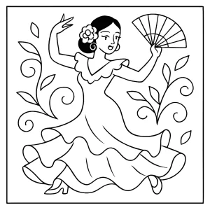 Omalovánka flamenco tanečnice – coloring page na vyfarbenie zdarma pre deti
