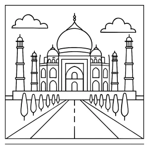 Tádž Mahal coloring page – omaľovánka na vytlačenie zdarma pre deti a dospelých