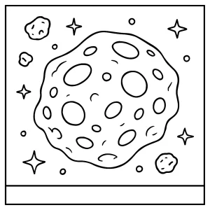 Asteroid omalovánka – vesmírna coloring page pre deti na vytlačenie zadarmo