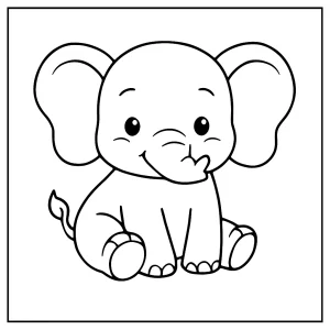Roztomilé sloníča – coloring page omalovánka na vytlačenie pre deti