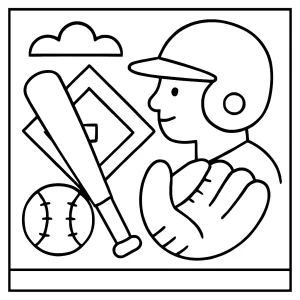 Baseball omaľovánka pre deti - športová coloring page na vytlačenie a vyfarbenie