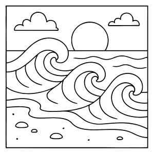 Omalovánka plážové vlny – beach waves coloring page na vymaľovanie zdarma