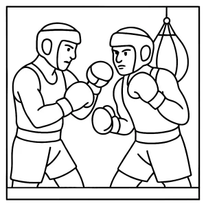 Boxerský zápas omalovánka – športová coloring page na vytlačenie zadarmo