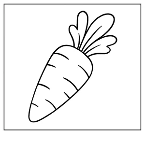 Omalovánka mrkvy – zeleninová coloring page na vytlačenie pre deti