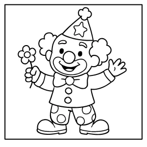 Omaľovánka klaun – coloring page na vytlačenie a vyfarbenie pre deti