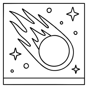 Kométa omalovánka, coloring page na vyfarbenie s motívom vesmíru, tlačiteľná pre deti