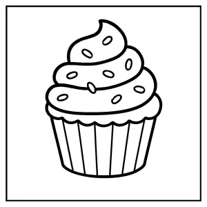 Cupcake coloring page – omaľovánka chutného cupcake na vyfarbenie pre deti zdarma