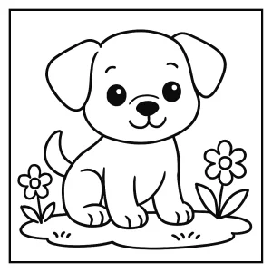 Omalovánka roztomilého šteniatka na vyfarbenie pre deti – coloring page zdarma