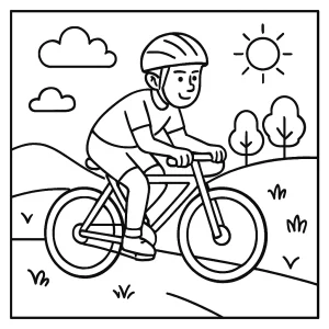 Cyklista na bicykli, omaľovánka na vytlačenie – coloring page pre deti