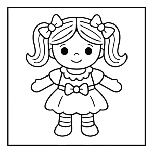 Omaľovánka bábiky – coloring page na vytlačenie a vyfarbenie pre deti