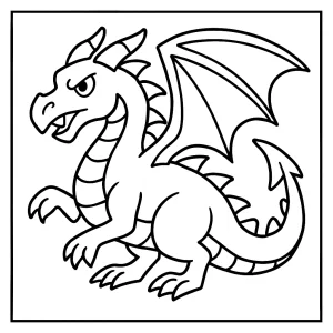 Drak omaľovánka – coloring page s rozprávkovým drakom na vyfarbenie