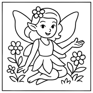 Omaľovánka víly v čarovnom lese, coloring page na vyfarbenie pre deti