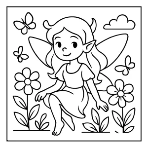 Omalovánka víla – coloring page s rozprávkovou vílou na vyfarbenie pre deti