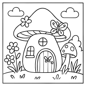 Omalovánka rozprávkového domčeka víly – coloring page na vymaľovanie pre deti zdarma