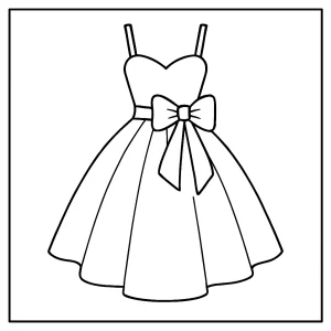 Omalovánka módnych šiat – fashion dress coloring page na vyfarbenie a vytlačenie zdarma
