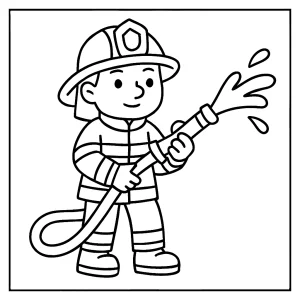 Omaľovánka hasiča na vytlačenie – coloring page s hasičom v uniforme na vyfarbenie