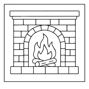 Krb omalovánka – coloring page s útulným krbom na vymaľovanie