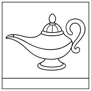 Omalovánka kúzelnej lampy džina, coloring page na vymaľovanie pre deti na vytlačenie