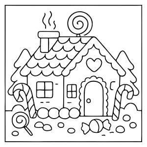 Perníkový domček omalovánka – coloring page pre deti na vyfarbenie