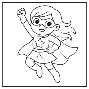 Omaľovánka superhrdinky pre deti – coloring page na vytlačenie a vyfarbovanie
