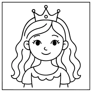 Omalovánka dievča s korunou - coloring page na vyfarbenie pre deti