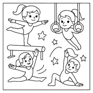 Gymnastka na kladine coloring page – športová omalovánka na vytlačenie zdarma