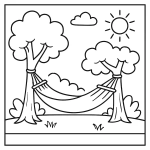 Omalovánka hojdacia sieť - coloring page na vyfarbenie a vytlačenie