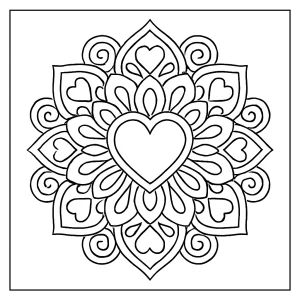 Mandala srdca omalovánka – coloring page na tlač zdarma pre deti a dospelých
