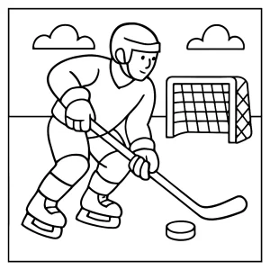 Hokejová coloring page – športová omalovánka na vytlačenie a vyfarbenie pre deti