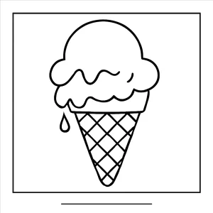 Zmrzlinový kornútok – coloring page, omalovánka na vyfarbenie pre deti