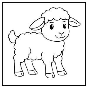 Jahniatko omalovánka – coloring page s roztomilým jahniatkom na vyfarbenie pre deti