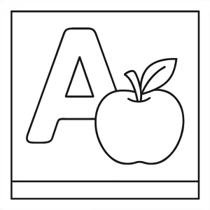 Omaľovánka písmeno A s jablkom – coloring page vhodná na tlač pre deti