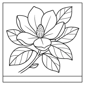 Magnólia kvet – omaľovánka na vytlačenie, magnolia coloring page pre deti a dospelých