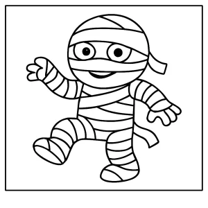 Omalovánka múmie – coloring page na vyfarbenie zdarma pre deti