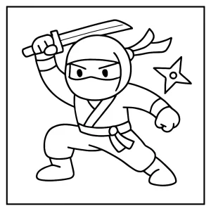 Ninja omalovánka - coloring page na vytlačenie pre deti zdarma