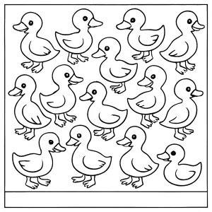 Omalovánka – coloring page s 14 kačičkami na vyfarbenie pre deti