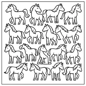 Omaľovánka číslo 18 s koňmi – coloring page na vyfarbenie pre deti